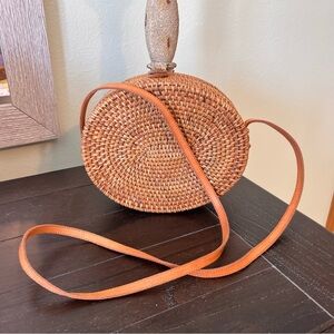 Oval Woven Rattan Crossbody Bag (Bali Bag) NWOT